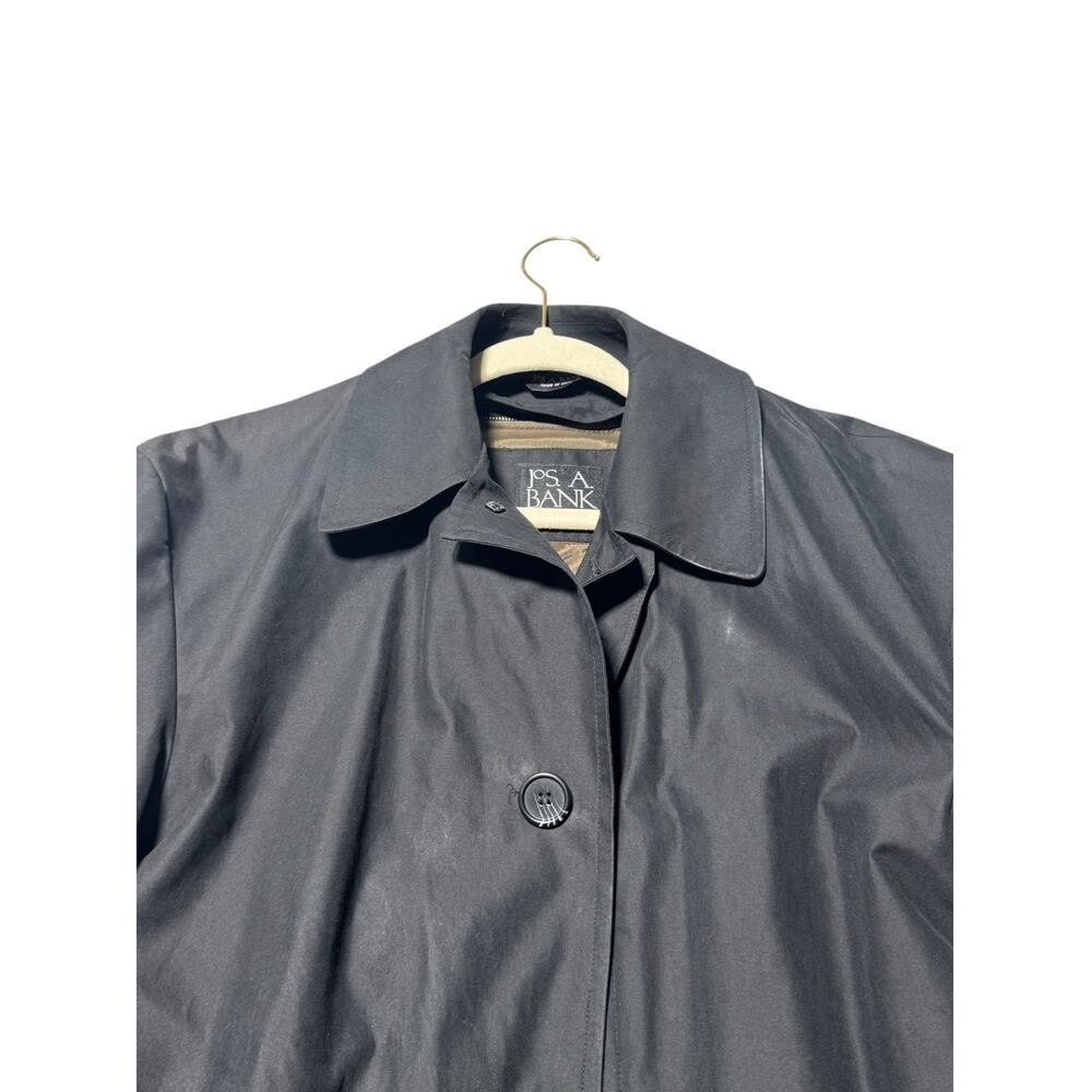 Jos. A. Bank Trench Coat Mens 40R Black Single-Breasted Removable Plaid Lined - Picture 7 of 16